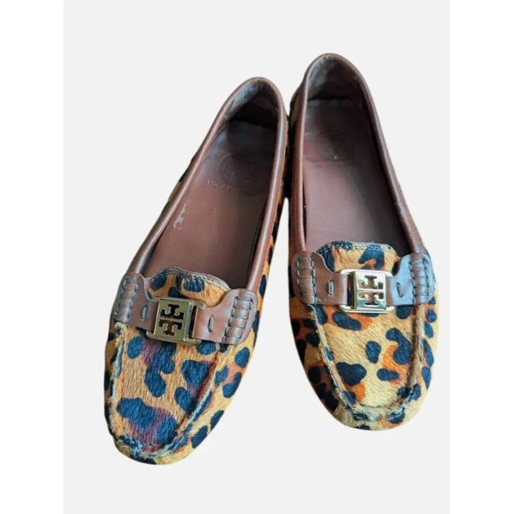 Tory Burch Shoe Leopard Calf Hair Kendrick Loafers Womens 7